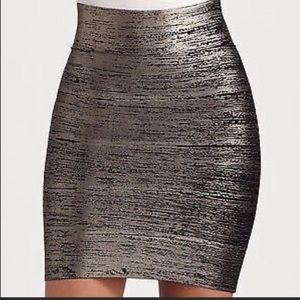 BCBG foil bandage mini skirt